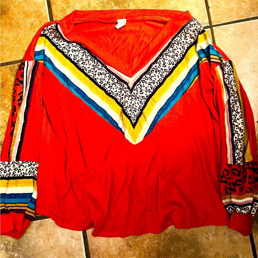 Vibrant Multicolor V-Neck Women's Top